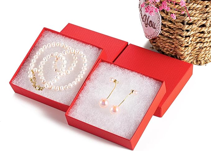 GEFTOL Jewelry Gift Boxes 40 Pack 3.5x3.5x1 Inch Cardboard Jewelry Boxes,Small Gift Boxes for Jewelry Earrings Necklaces Handmade Bangles Bracelets(Red)