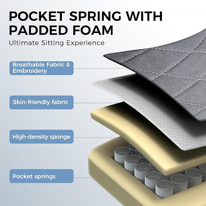 GTPLAYER Big and Tall Gaming Chair Breathable Fabric Computer Chair with Strong Lumbar Support, Comfortable Office Chairs with Pocket Spring Cushion, High Back Ergonomic Desk Chairs with Footrest