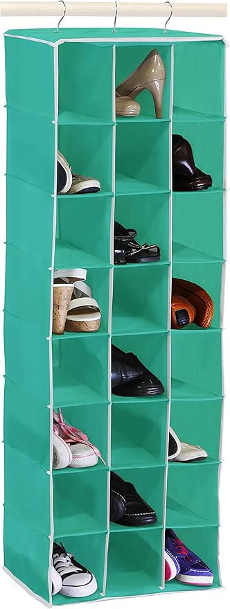 Simple Houseware Hanging Closet Organizers 24 Section Shoe Shelves, Turquoise