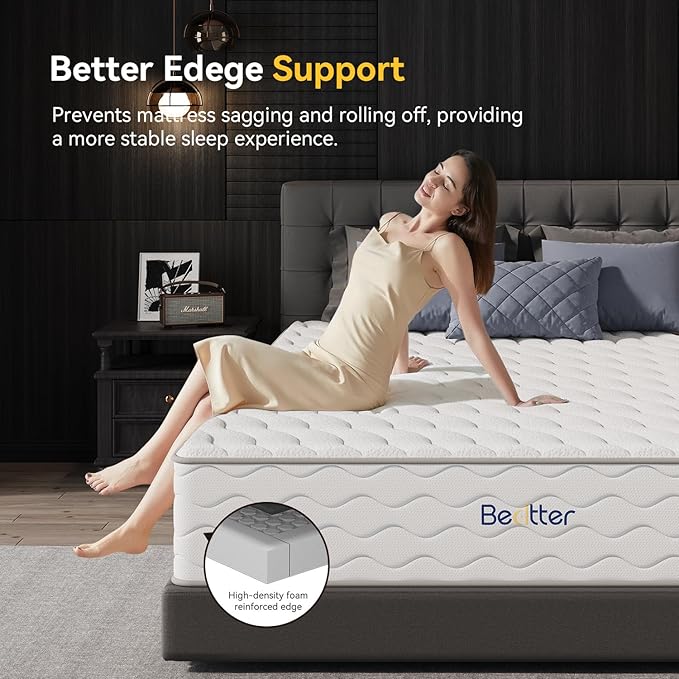 14 Inch Twin XL Hybrid Mattress, 7-Zone Green Tea & Charcoal Cooling Gel Memory Foam Mattress in a box,Pocketed Springs for Isolate Motion, Pressure Relief, CertiPUR-US Certified, Support Comfort
