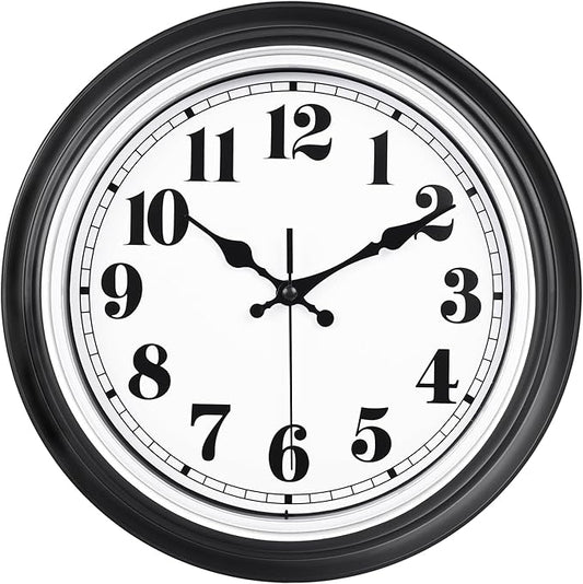 zyzamay 12 Inch Retro Wall Clock, Easy to Read Non-Ticking Round Classic,Quartz Battery Operated Wall Clocks,Decorative for Living Room,Bedroom,Kitchen,Office(Silver)