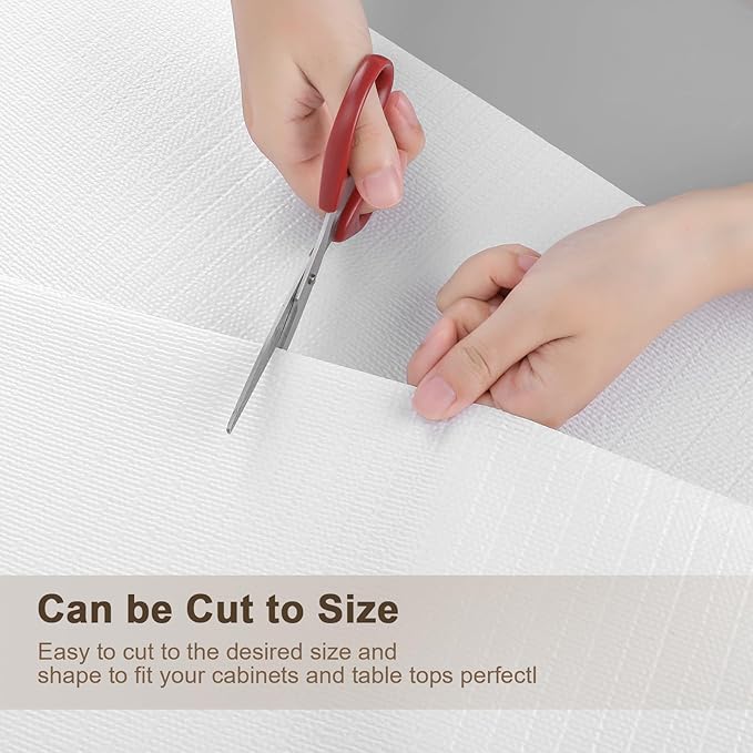 OcePor Non-Adhesive Drawer and Shelf Liner 24IN x 20FT，Non Slip Cabinet and Cupboard Liner, Kitchen Cabinet Liners for Shelves, Waterproof Drawer Shelf Liners for Cabinets/Bathroom Cupboard, White