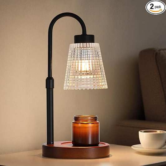 Black Candle Warmer Lamp WithTimer and Dimmer,Fragrance Electric Wax Melt Warmer with 2 Bulbs,Scented Jar Lamp,Mother's Day/Birthday/Christmas Gifts for Mom/Wife,Home Decor,Adjustable Height
