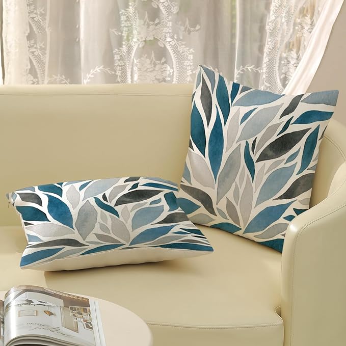 Boho Pillow Covers 18x18 Set of Geometric Navy Blue Pattern Throw Pillow Covers Outdoor Decoration Bohemian Modern Abstract Decorative Pillowcase Farmhouse Cushion Cover for Home Sofa