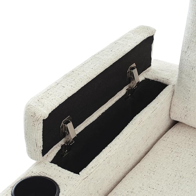 Ball & Cast 109.9" Sectional Sofa with Pull Out Bed, Chenille Upholstered Sleeper Sofa bed with Storage Chaise, Convertible U Shaped Couch with Two Cup Holders and Charging Ports for Living Room,Beige