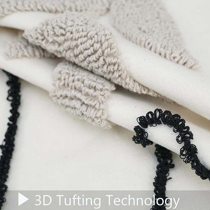 Merrycolor Abstract Boho Pillow Covers Tufted Mid Century Modern Throw Pillows Minimalism Aesthetic Textured Pillow Cover Sun Leaf Boho Pillows Decorative Throw Pillows for Bed Couch Sofa,18x18