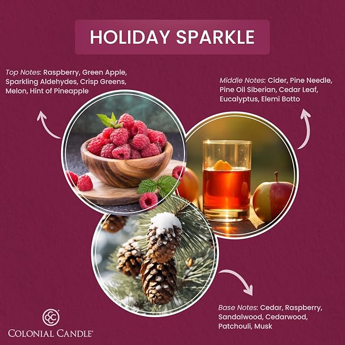 Colonial Candle Holiday Sparkle Scented Wax Melts, Wax Melt Warmer Cubes, Long Lasting Scented Wax Warmer Cubes, 4 Pack, 6 Cubes Each - Made in The USA