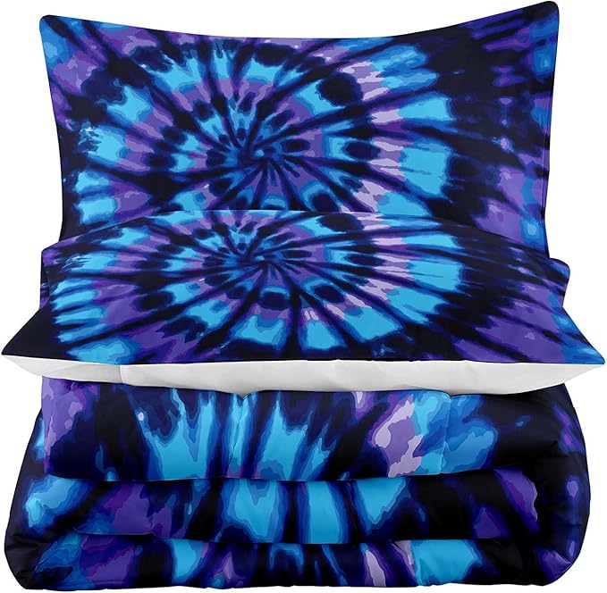 Tailor Shop Swirl Tie Dye Comforter Sets for Women Girls Bohemian Tie Dyed Pattern Bedding Set Bedding Decor King Size with 1 Comforter 2 Pillowcases