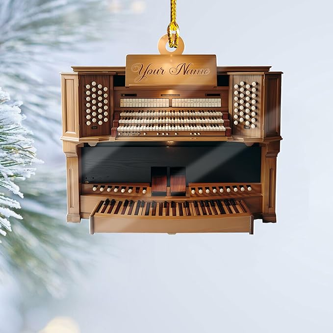 Mostefy Personalized Organ Christmas Ornament 2025, Custom Name Musical Instrument Holiday Decoration, Unique Pipe Organ Keepsake Gift for Musicians & Music Lovers (Organ4)