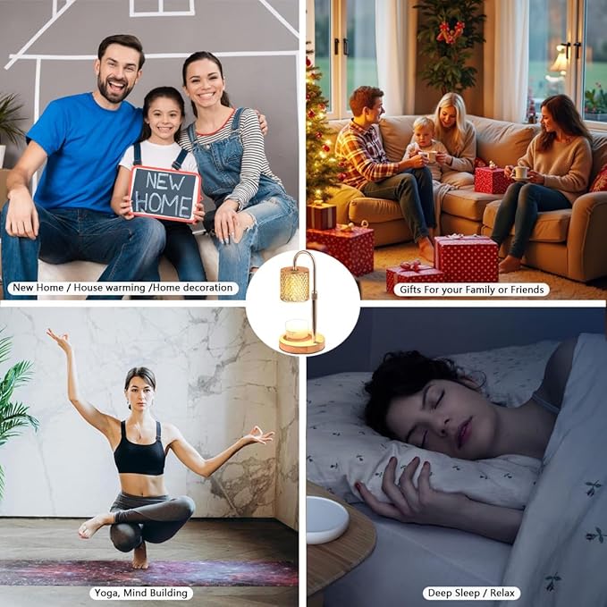 Candle Warmer Lamp with Timer Dimmer Adjustable Height for New Home House Bedroom Decor,Wax Melt Warmer with 2 Bulbs for Jar Candles, Gifts for Mom Women Friend Sister Birthday | Champagne Gold