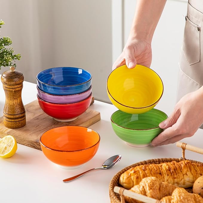 vancasso Bonita 12 Oz Small Bowls Set of 6, Ceramic Mini Dessert & Dipping Dishes, 5" Kids Bowls for Dip and Snacks, Microwave Safe Multicolor