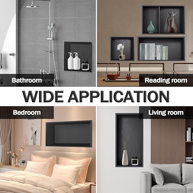 Stainless Steel Shower Niche 16" X 20" Brushed No Tile Needed Wall Niche Double Shelves Recessed Shower Shelf for Bathroom Storage Over Mount Installation