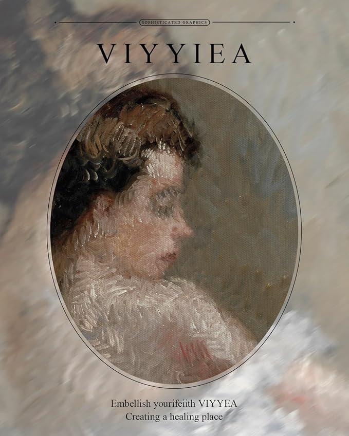 VIYYIEA Gold Framed Wall Art Canvas Print Home Decor Portrait Wall Art Sitting Woman Vintage Decor Room Aesthetic Mid Century Lady Elegant Farmhouse Painting Wall Decor for Bedroom Bathroom 11x14in