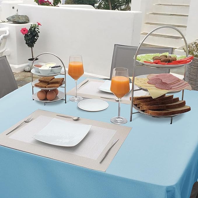 Hiasan Small Tablecloth for Square Tables - Waterproof and Spillproof Washable Fabric Table Cloth for Spring Dining, Outdoor Picnic (Sky Blue, 40 x 40 Inch)