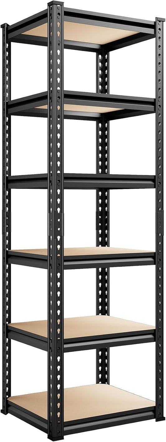 REIBII Storage Shelves 6 Tier Garage Shelving Heavy Duty Metal Shelving Loads 2250LBS Adjustable Metal Shelves for Warehouse Pantry Kitchen Closet 16" W x 16" D x 72" H