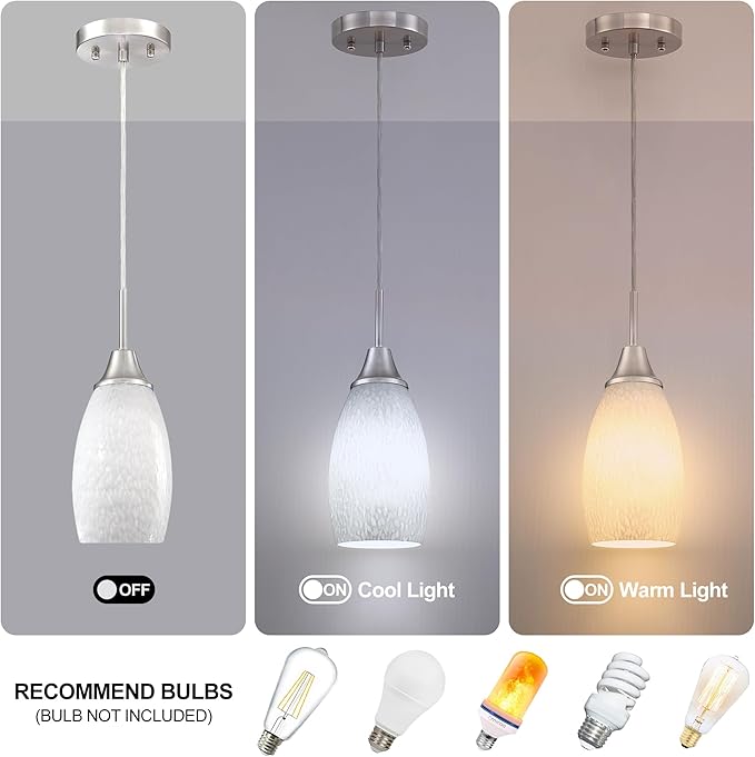 Mini Glass Pendant Light 4.72" with Handblown Milk White Marble Art Glass Hanging Light 1-Pack Oval Ceiling Hanging Light Fixture for Dining Room Kitchen Island Cafe Foyer Hallway