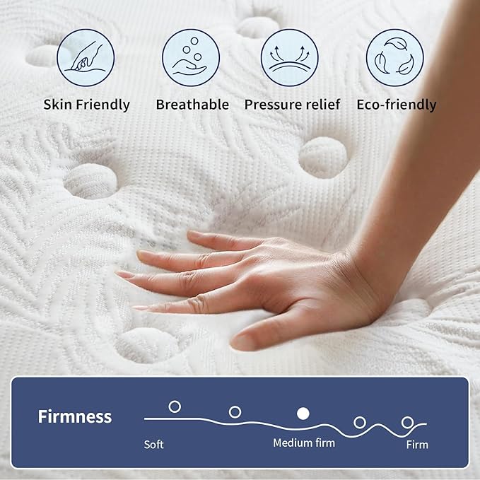 King Mattress 14 Inch, Memory Foam Mattress with Pocket Spring, Soft & Comfortable Medium Firm, Motion Isolation, Pressure Relief, CertiPUR-US Certified (80"*76"*14")