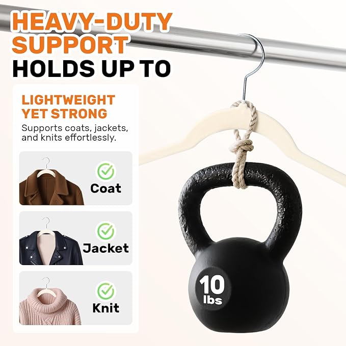 30 Pack Premium Velvet Shirt Hangers, Non-Slip Slim Flocked Clothes Hanger with 360° Swivel Hook, Space Saving Felt Hangers for Coats, Sweaters, Tank Top, Blouses(Beige)