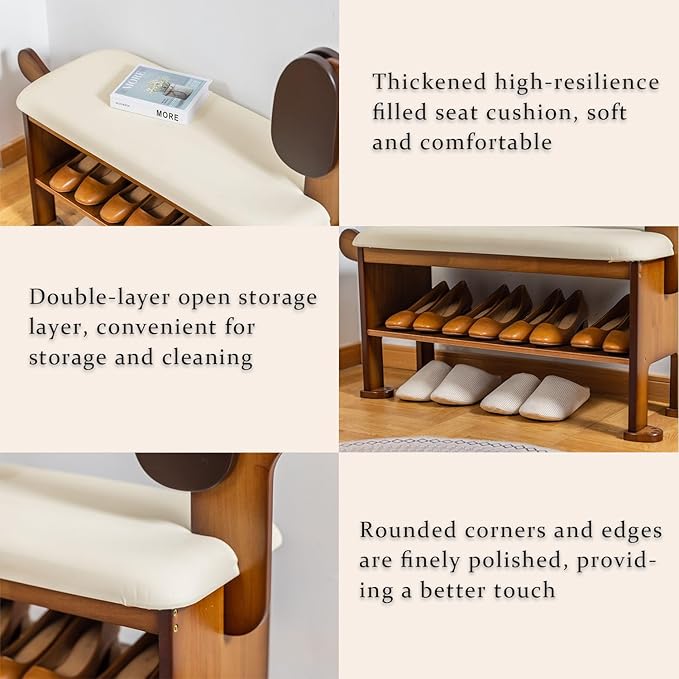 Shoe Bench – 2-Tier Wooden Entryway Organizer Cute Dog-Shaped with Pet-Inspired Design, 31.5inchs Hallway & Living Room Bench