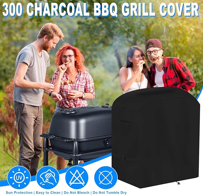PK 300 Grill Cover,Heavy Duty 600D Oxford Covers for PK300 Grill and BBQ Smoker, Waterproof Dustproof UV Resistant Anti-Fading,Black, 35 * 15 * 32in