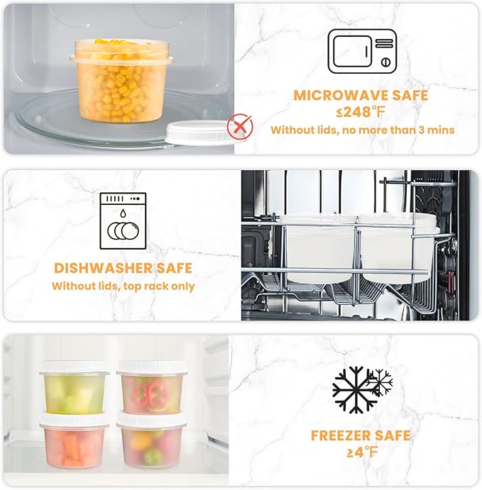 TUZAZO 12 Oz Food Storage Containers with Screw Lids, 6-Count Reusable Small Plastic Soup Containers for Portion and Meal Prep | Microwave-, Freezer-, Dishwasher-Safe | BPA Free