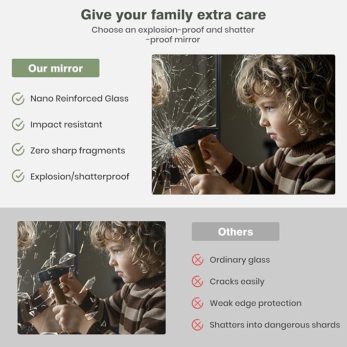 Rectangle Mirror Full Length 30" x 71" Large Floor Mirror Black Shadow Box Frame Wall Mounted for Home Decor Hanging Leaning Wall Full Body Dressing for Closet Bedroom