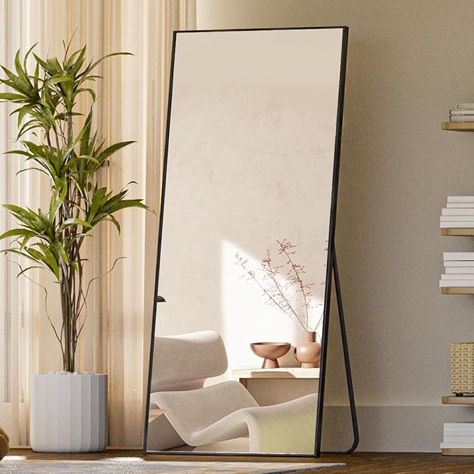 Koonmi 71"x26" Mirror Full Length, Standing Hanging or Leaning Against Wall Floor Mirrors, Full Body Floor Mirror for Bedroom Living Room, Black