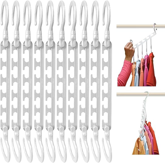 Wonder Hanger Max 10-Pack Space Saving Hangers, Reinforced Hooks Swivels 360°, Cascading Hanger, College Dorms & Storage Closet Organizer, Fully Assembled – White