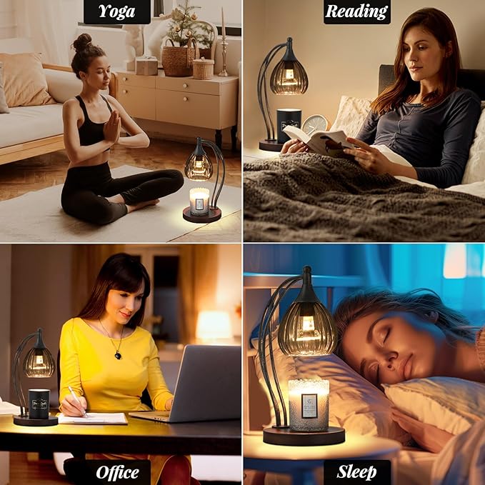 Candle Warmer Lamp with Timer Dimmer - Electric Light Wax Warmer for Jar Candles - Lamp with 2 Bulbs, Unique Birthday Gifts for Women Mom House Warming Gifts New Home Decor