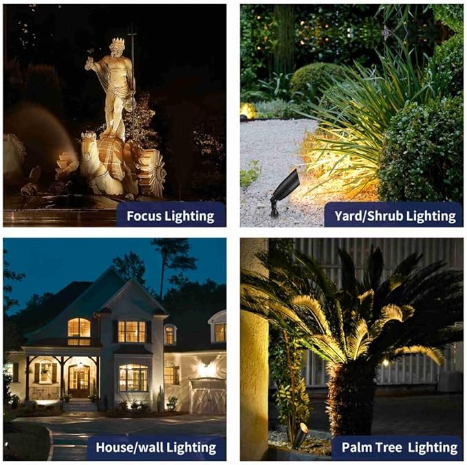 Black Brass Low Voltage Landscape Spotlights(6-Pack) Kit 12V LED with Low Voltage Transformer 150W & Mechanical Timer & 100FT Wire & 30Pack Connectors for Outdoor House Garden Patio