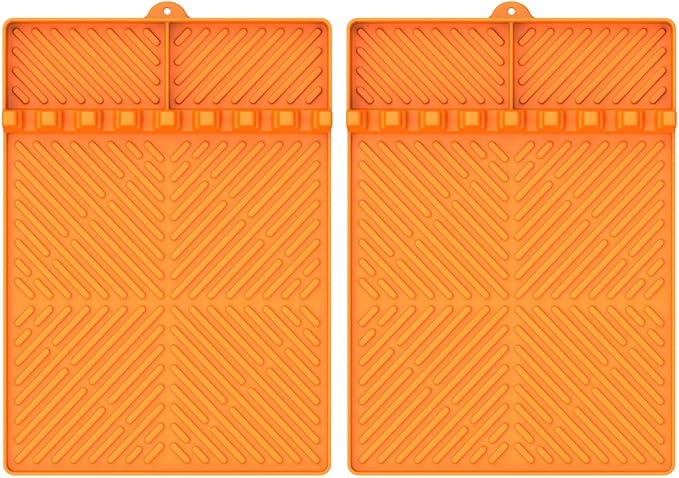 Silicone Griddle Tools Mat for Blackstone, Spatula Mat with Drip Pad Grill Utensil Holder Side Shelf Mat for Kitchen, Cooking, Countertop, Griddle Accessories for Blackstone, 2 Packs