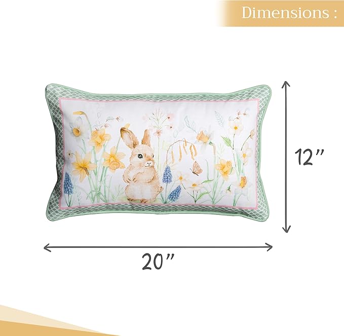 Maison d' Hermine Decorative Pillow Cover 100% Cotton 12"x20" Rectangular Washable Cushion Covers with Invisible Zipper for Couch, Bedroom, Home, Easter Dew