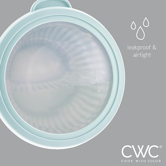 COOK WITH COLOR Prep Bowls with Lids- Wide and Deep Nesting Plastic Small Mixing Bowl Set with Lids, 8 Piece Set - Wide Bowls, Teal