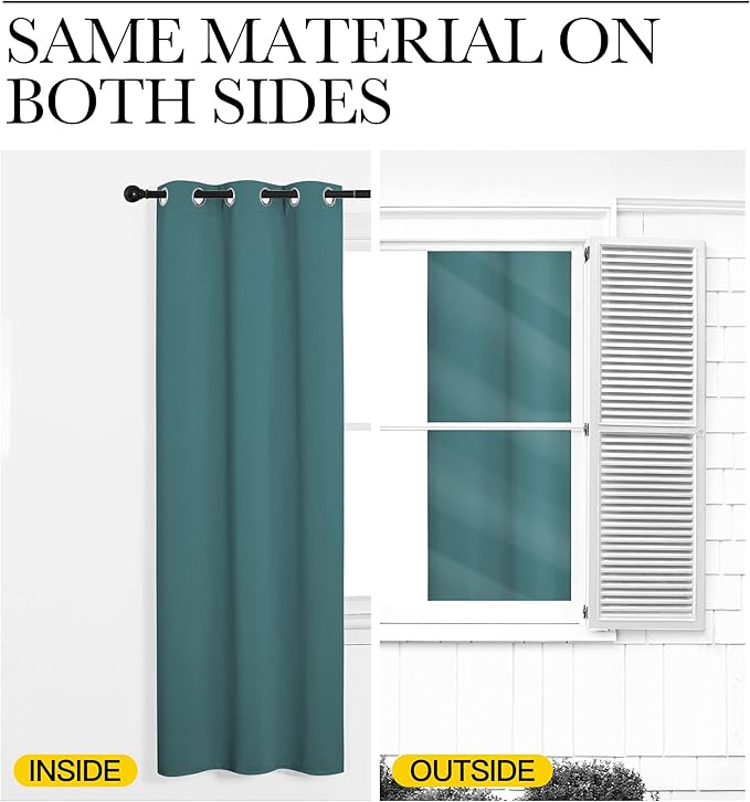 NICETOWN Sea Teal Blackout Curtains 120 inches Length for Living Room, 2 Panels, 55" Wide, Thermal Insulated Long Drapes for Large Window