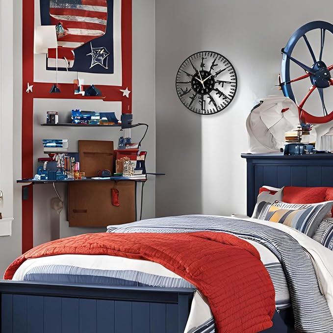 Guns LED Vinyl Record Wall Clock, 12 Inch 7-Color Night Lamp Firearms Decoration Home Theme Clock, Black Wall Decor for Kid's Room/Game Room/Living Room, A Gift for Boy/Boyfriend/Husband/Friend