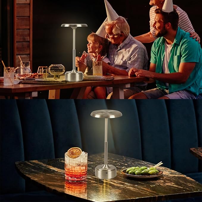 Small Table Lamp With 5200mah Battery - Rechargeable Desk Lamp For Cozy Nights, Usb-C Fast Charging & Stepless Dimming, Cordless Table Lamp With 3 Lighting Modes For Bedroom, Office & Travel(Silver)