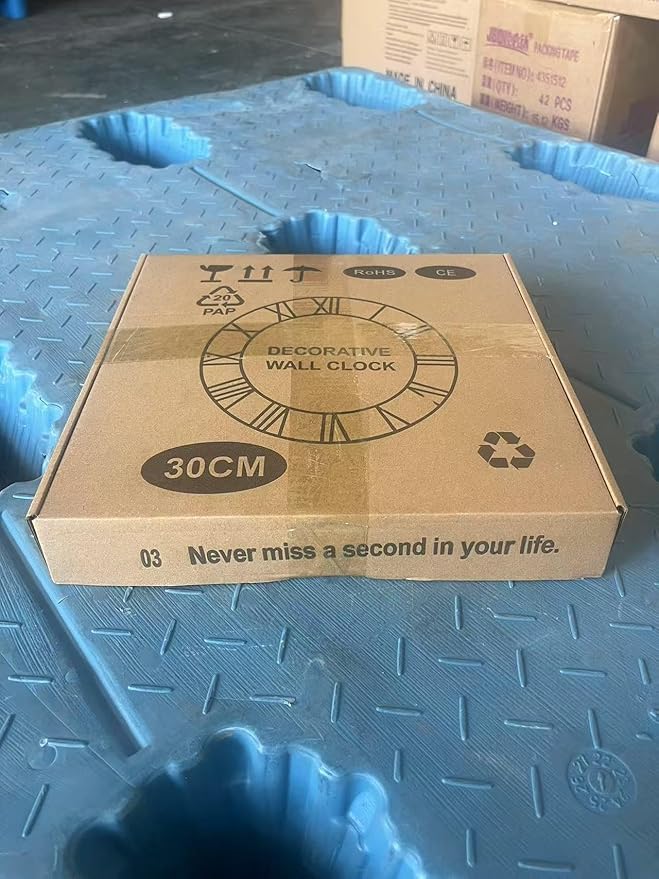 Maxstar Wall Clock Battery Operated,Silent Non-Ticking Modern Rustic Metal Round Clocks Small for Living Room/Bedroom/Office/Kitchen/Farmhouse Home Decor-12 Inch(Yellow-Wood)