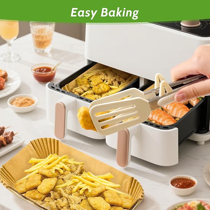 360 Pcs 8.7" x 5.5" Unbleached Heavy Duty Air Fryer Paper Liners Disposable, Non-Stick & Non-Leak Parchment Paper Liners for Airfryer Basket, Deep Fryer Parts & Accessories