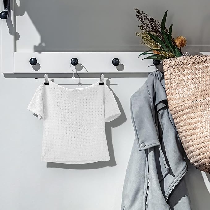 Pants & Skirt Hangers with Adjustable Non-Slip Clips, Space Saving Metal Hangers for Coat, Garment, Jeans & Kids Adults (20 Pack)