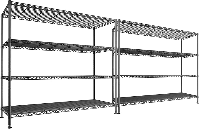 REIBII Storage Shelves 45.3''W Wire Shelving Unit 4 Tier Metal Shelves for Storage Rack Metal Shelving for Pantry Shelves Kitchen Steel Shelving, 45.3''W*63''H*17.7" D, 2 Pack