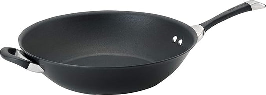 Circulon Symmetry Hard Anodized Nonstick Stir Fry / Wok Pan with Helper Handle - 14 Inch, Black