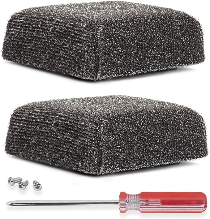 BBQ-AID 2-Pack Bristle Free Grill Brush Replacement Heads, Grill Cleaning Bristle Free Brush - for 2025 Model Brush and Scraper. Stainless Steel Poly Mesh Blend - No Scratch Cleaning for Any Grill