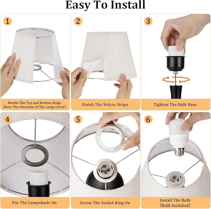 Seealle Touch Table Lamp for Bedroom, 3-Way Dimmable Small Bedside Lamps for Night Stands with Wires, Black Desk Lamp for Kids Room, Office, Living Room, End Table(LED Bulb Included)