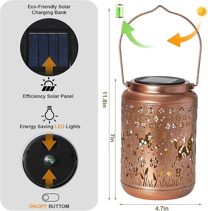 Solar Lanterns Outdoor, Horse Lantern Garden Decor Waterproof Decor Light Hanging Solar Lights Yard Decor, Gifts for Women, Gifts for Mom, Gifts for Grandma