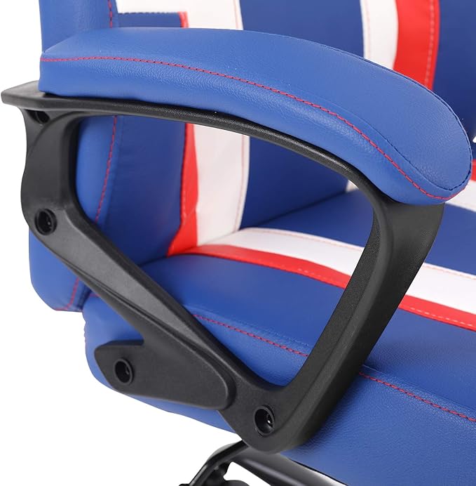 Modern-Depo Ergonomic Gaming Chair for Teenagers Juniors, High Back Swivel Racing Computer Chair, Height Adjustable Racing Gaming Chair, Soft Padded Armrest, Blue White