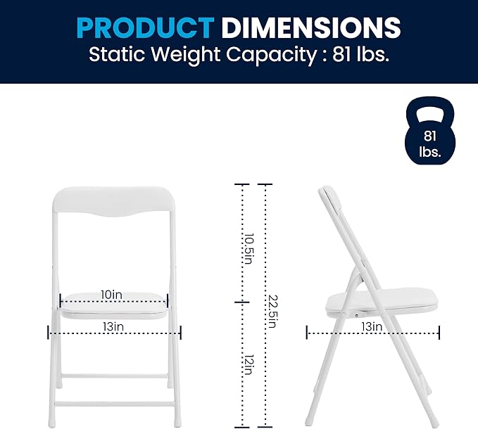 Flash Furniture Mindy Kids 5-Piece Folding Square Table and Chairs Set for Daycare and Classrooms, Children's Activity Table and Chairs Set, White