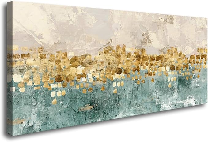 DZL Art A74650 brown And blue Abstract Painting Modern Decor Wall Art Tan color Canvas Gray Painting Contemporary Decor Abstract Canvas Living Room Art