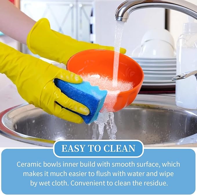 amhomel 6-Piece 24 Ounce Ceramic Soup/Cereal/Rice/Dessert Bowls, Lead-Free, Dishwasher & Microwave Safe