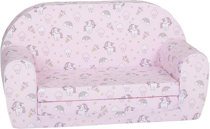 Delsit Kids Couch for Toddlers - 2 in 1 Convertible Foam Sofa to Lounger, Comfy Flip Out Lounge Chair for Children, Made in Europe