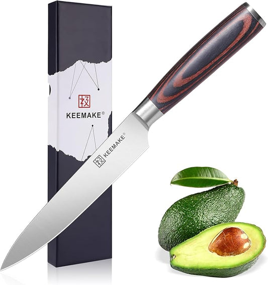 KEEMAKE Utility Knife 6 inch, Paring Knife with German High Carbon Stainless Steel 1.4116 Blade, Fruit Knife with Pakkawood Handle Small Kitchen Knives with Gift Box